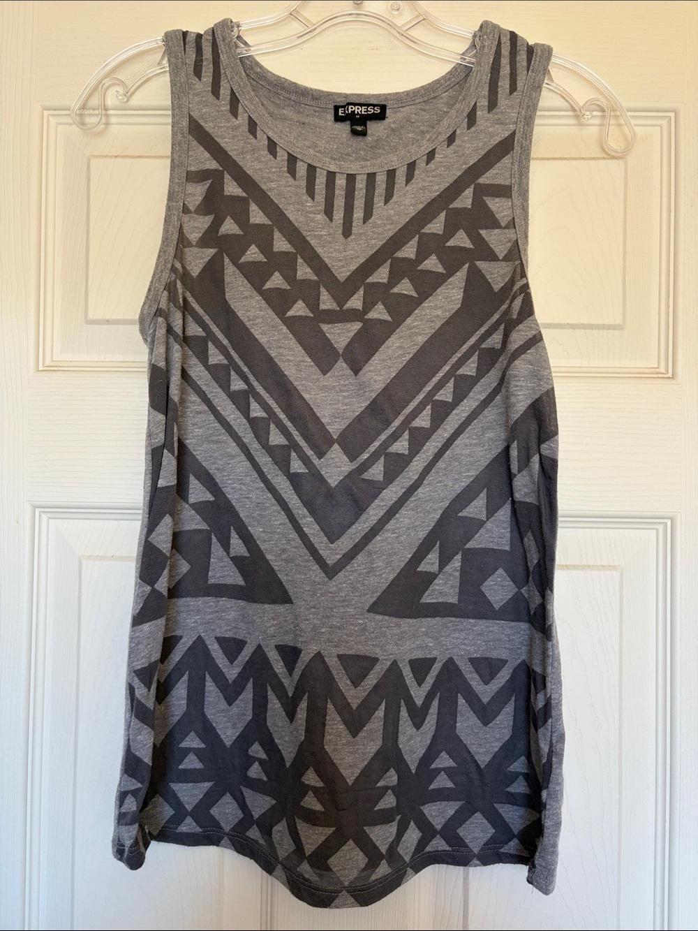 Express Gray Geometric Print Tank Top